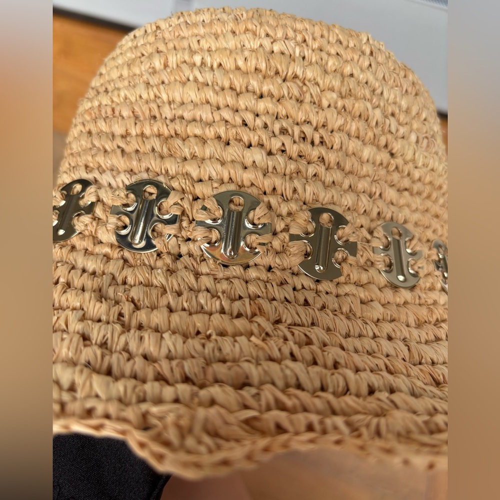 Paco Rabanne Embellished Raffia Bucket Hat Beige - Picture 6 of 16